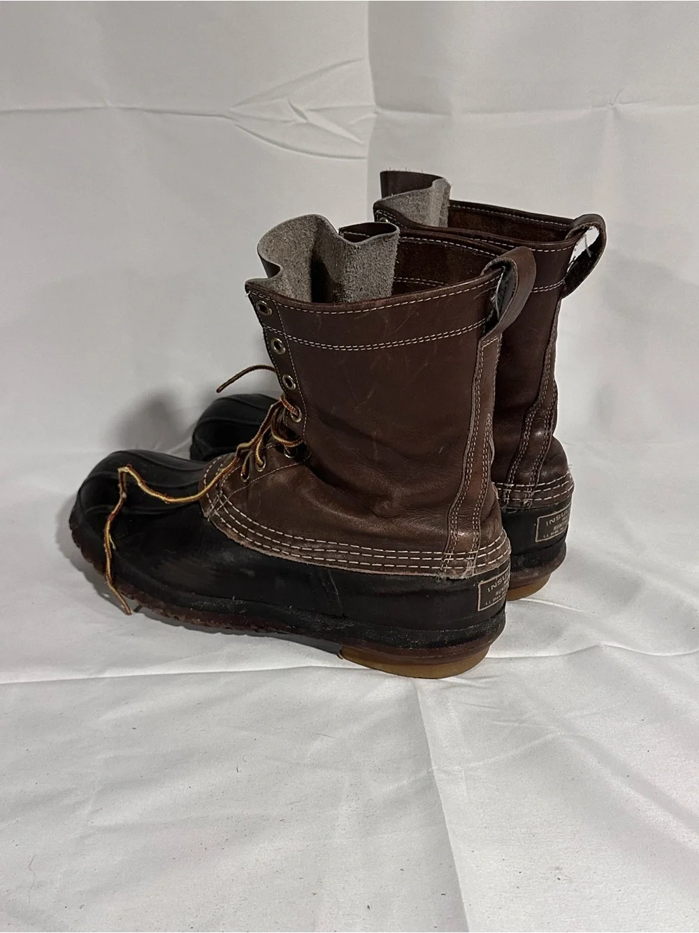 L.L. Bean Dark Brown Leather and Black Rubber Waterproof Duck Boots